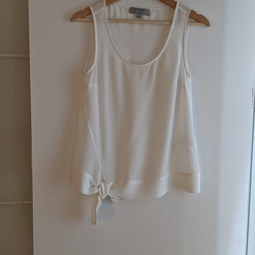 NWOT All Saints Silk Tie Front Sleeveless Blouse